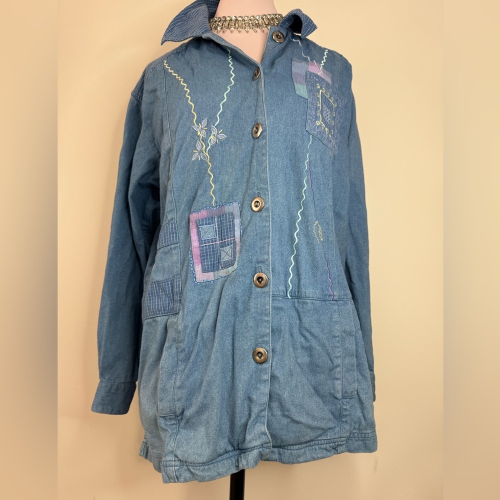 Koret City Blues Vintage Women's Blue Denim button up in size large oversized